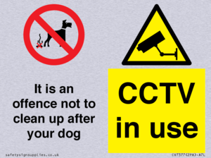 It is an offence not to clean up after your dog. CCTV in use